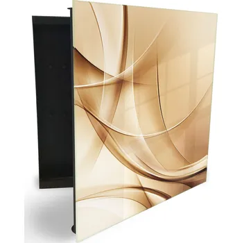 Skříňka na klíč Glasdekor skříňka na klíče - zlato béžový abstrakt Otevírání: Pravé, Barva skříňky: Bílá