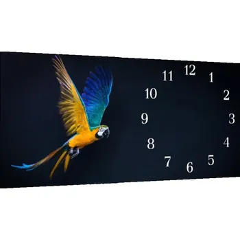 Hodiny Glasdekor Nástěnné hodiny 30x60cm letící papoušek Materiál: plexi