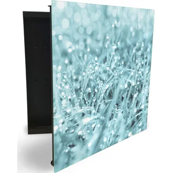 Skříňka na klíč Glasdekor skříňka na klíče - detail orosené trávy Otevírání: Levé, Barva skříňky: Bílá