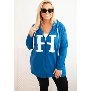 Dámská mikina Kesi Dámská mikina Plus Size 6930 s kapucí Barva: Modrá, Velikost: 3XL