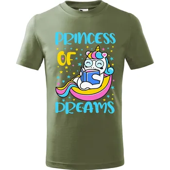 Dětská móda DOBRÝ TRIKO Dětské tričko Basic Princess of dreams Velikost: 134/8 let, Barva: Khaki