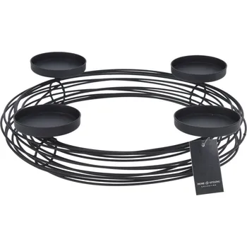 Vánoční dekorace Adventní železný věnec, černý 35 cm