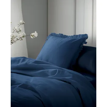Povlečení Detexpol Povlečení bavlněné 2 dílné Falbana denim 140x200, 70x80 cm