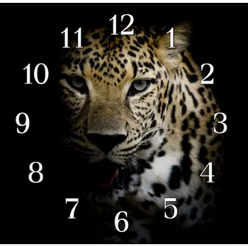 Hodiny Glasdekor Nástěnné hodiny 30x30cm šelma leopard Materiál: plexi