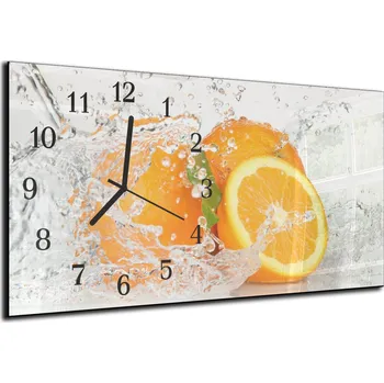Hodiny Glasdekor Nástěnné hodiny pomeranče ve vodě 30x60cm Materiál: plexi
