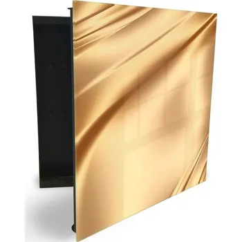 Skříňka na klíč Glasdekor skříňka na klíče - tkanina zlatý satén Otevírání: Levé, Barva skříňky: Bílá