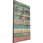 Glasdekor Nástěnné hodiny 30x60cm staré oprýskané barevné prkna Materiál: kalené sklo