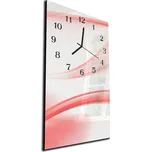 Glasdekor Nástěnné hodiny 30x60cm abstraktní jemně červená vlna Materiál: kalené sklo