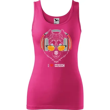 Dámské tílko s potiskem I love music vlk Velikost: XL, Barva: Purpurová