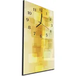 Glasdekor nástěnné hodiny 30x60cm žluté čtvercové obrazce Materiál: kalené sklo