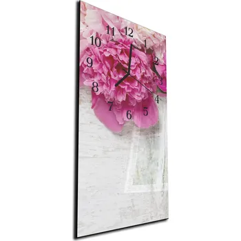 Hodiny Glasdekor Nástěnné hodiny květ pivoňky 30x60cm Materiál: plexi