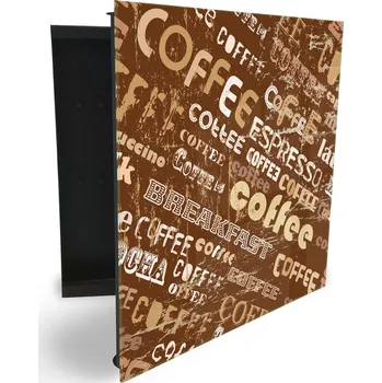Skříňka na klíč Glasdekor skříňka na klíče - tmavá ilustrace Coffee Otevírání: Pravé, Barva skříňky: Bílá
