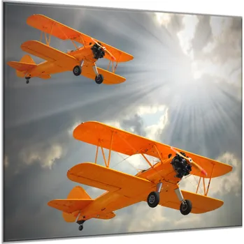 Obraz Glasdekor Skleněný obraz staré letadlo dvouplošník Rozměry-čtverec: 34 x 34 cm
