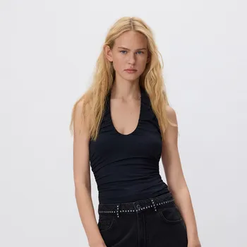 Reserved - Řasený top - černý - ZQ841-99X - ZQ841-99X-M