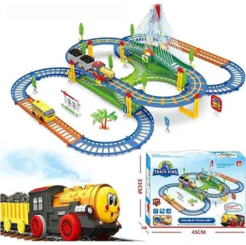 Vláček a vláčkodráha TopKing Elektrický vlak se závodní dráhou - kompletní vláčkodráha