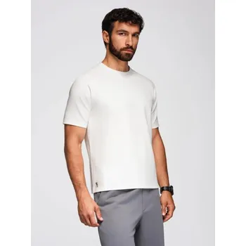 Ombre Clothing Základní bílé tričko s krátkým rukávem V1 TSCT-0240