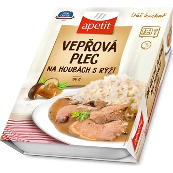 Hotové jídlo apetit Vepřová plec na houbách s rýží 450g