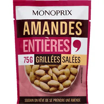 Monoprix Pražené a solené mandle 75g