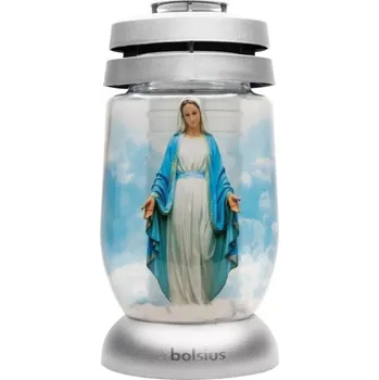 Lucerna Hřbitovní lucerna skleněná Svatá Marie stříbrná 36 hod (výška 235 mm, šířka 110 mm)
