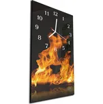 Glasdekor Nástěnné hodiny 30x60cm plamen ohně na černém Materiál: kalené sklo