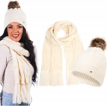 Čepice ČEPICE DÁMSKÁ ZIMNÍ ŠÁLA MĚKKÁ SADA S BAMBULKOU ŠÁLA SET HEYO