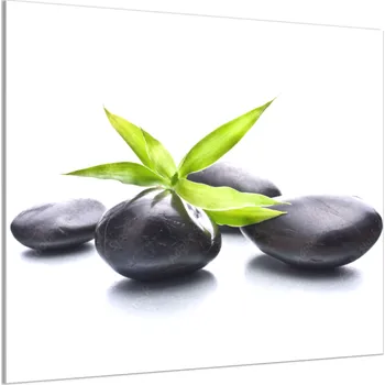 Glasdekor Dekorace do koupelny a kuchyně kameny a bambus Rozměr V/Š: 30 x 40 cm