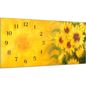 Hodiny Glasdekor Nástěnné hodiny 30x60cm malované slunečnice Materiál: plexi