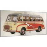 Glasdekor Nástěnné hodiny 30x60cm veterán autobus bílé pozadí Materiál: plexi