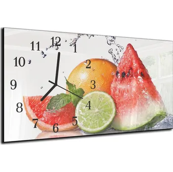 Hodiny Glasdekor Nástěnné hodiny ovoce meloun, grep, limetka 30x60cm Materiál: plexi