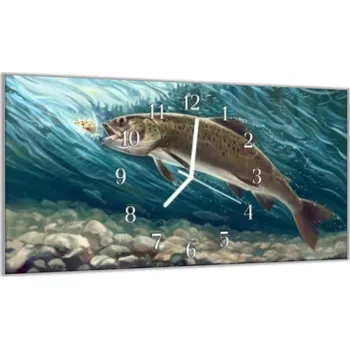 Hodiny Glasdekor Nástěnné hodiny 30x60cm malovaný pstruh Materiál: plexi