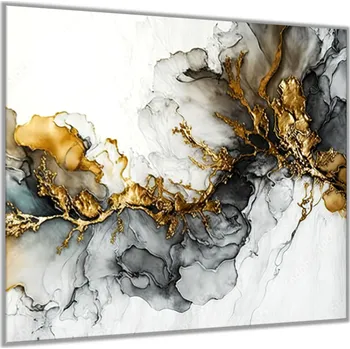 Kuchyňská linka Glasdekor Sklo do kuchyně abstraktní fluidní inkoustová malba Rozměry skla do kuchyně: 30 x 60 cm