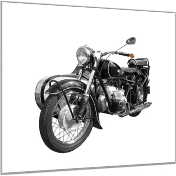 Obraz Glasdekor Skleněný obraz stará černá motorka veterán Rozměry-čtverec: 34 x 34 cm