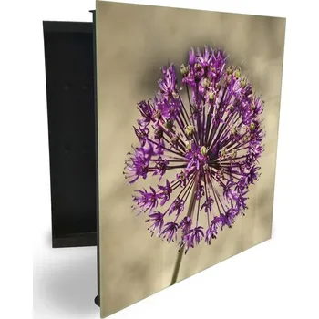 Skříňka na klíč Glasdekor skříňka na klíče - fialový květ česneku Otevírání: Levé, Barva skříňky: Bílá