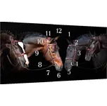 Glasdekor Nástěnné hodiny 30x60cm čtyři hlavy koňů Materiál: plexi