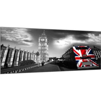 Obraz Glasdekor Obraz skleněný Big Ben s městským autobusem Rozměry-obdélník V/Š: 34 x 72 cm