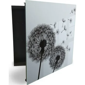 Skříňka na klíč Glasdekor skříňka na klíče - dvě odkvetlé pampelišky Otevírání: Levé, Barva skříňky: Bílá