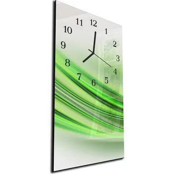 Hodiny Glasdekor Nástěnné hodiny 30x60cm vector zelená vlna Materiál: plexi