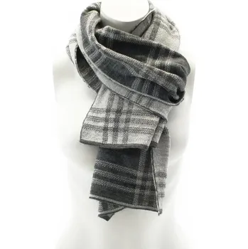 Šátek Šedý dámský kostkovaný šátek se stříbrnou nitkou Mickael