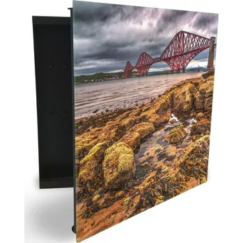 Skříňka na klíč Glasdekor skříňka na klíče - pohled na Forth Road most Otevírání: Pravé, Barva skříňky: Černá