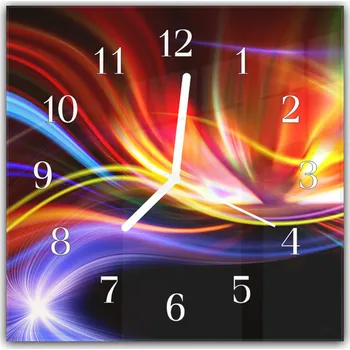 Hodiny Glasdekor Nástěnné hodiny 30x30cm abstraktní vlna barevný design Materiál: plexi