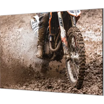 Příslušenství pro sporák Glasdekor Ochranná a krycí deska sklo detail kola motocross Rozměr V/Š: 40x40 cm, Lepení na zeď: S lepením na zeď