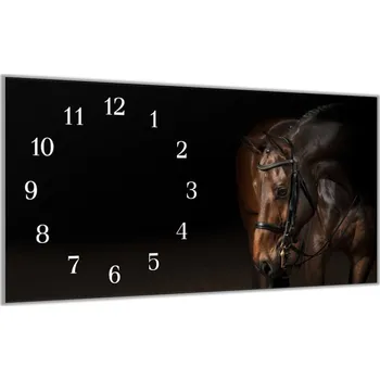 Hodiny Glasdekor Nástěnné hodiny 30x60cm krásný hnědý kůň Materiál: plexi