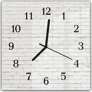 Hodiny Glasdekor Nástěnné hodiny 30x30cm bílá cihlová zeď Materiál: plexi