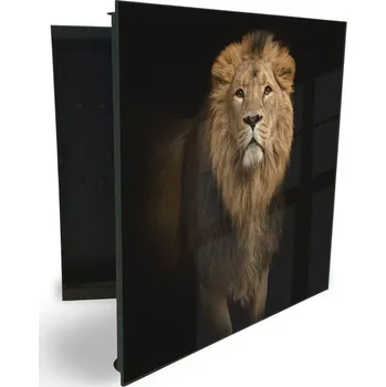 Skříňka na klíč Glasdekor skříňka na klíče - lev na černém podkladu Otevírání: Levé, Barva skříňky: Černá