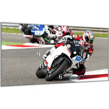 Hodiny Glasdekor Nástěnné hodiny 30x60cm závodní motorka Materiál: plexi