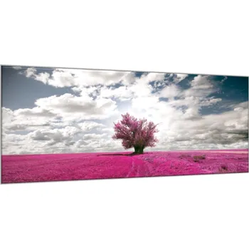 Obraz Glasdekor Obraz skleněný strom v levandulovém poli Rozměry-obdélník V/Š: 52 x 60 cm
