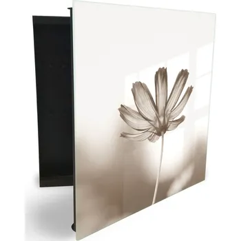 Skříňka na klíč Glasdekor skříňka na klíče - abstraktní květ v sépiové Otevírání: Pravé, Barva skříňky: Černá