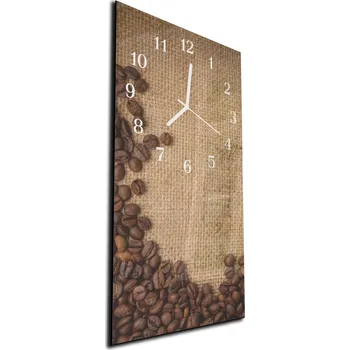Hodiny Glasdekor Nástěnné hodiny 30x60cm zrna káva na jutě Materiál: plexi