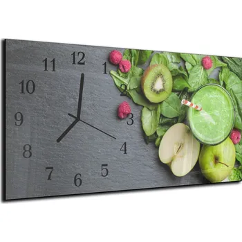 Hodiny Glasdekor Nástěnné hodiny ovoce, zelenina šedé pozadí 30x60cm Materiál: plexi