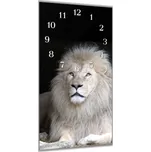 Glasdekor Nástěnné hodiny 30x60cm šelma bílý lev Materiál: plexi